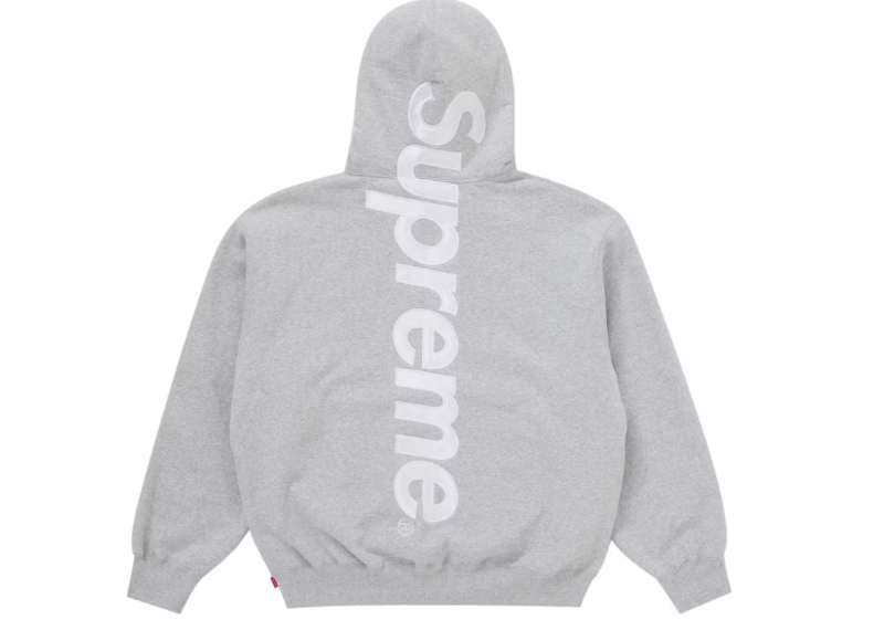 Supreme Satin Applique Hooded Sweatshirt (FW25) Heather Grey