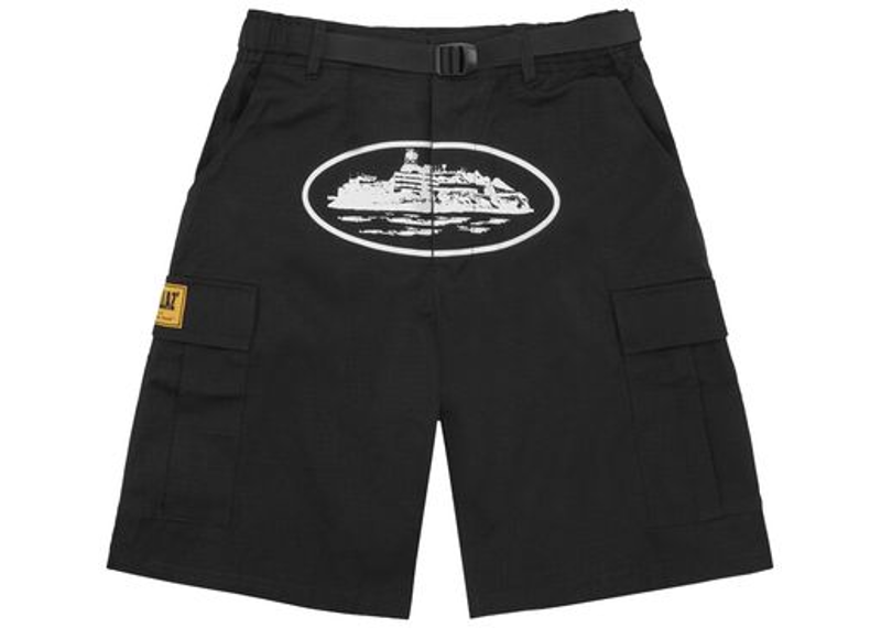Corteiz Alcatraz Cargo Shorts Black-Corteiz-pikastore.cz