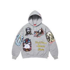 Supreme Stickers Hooded Sweatshirt Heather Grey