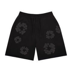 Denim Tears Faded Mono Cotton Wreath Sweatshorts Black