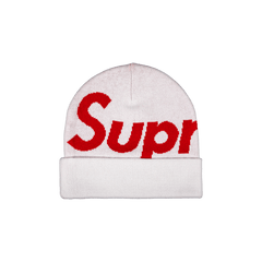 Supreme Big Logo Beanie White