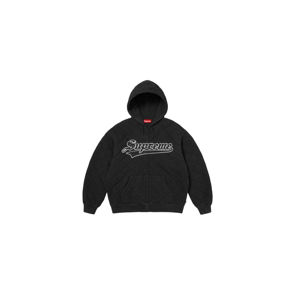 Supreme Quilted Zip Up Hooded Sweatshirt Black