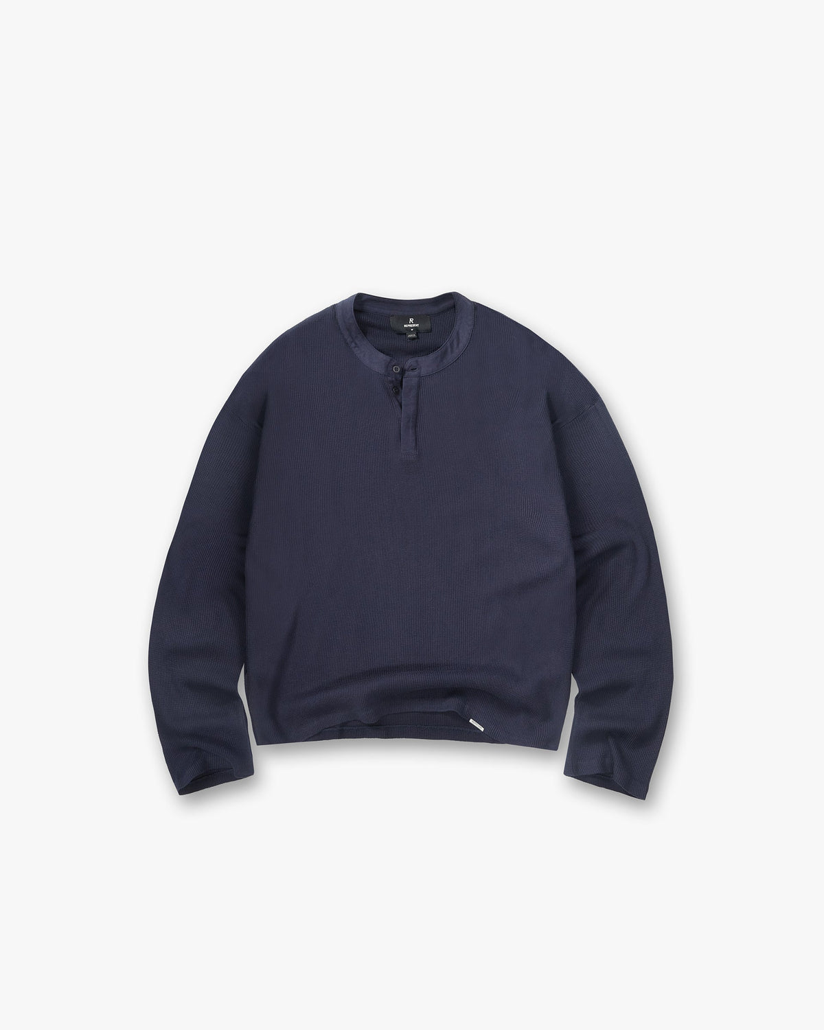 Represent Initial Henley Waffle Long Sleeve T-Shirt Midnight Navy