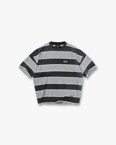 Represent Calfornia Striped T-Shirt Jet Black Grey Marl