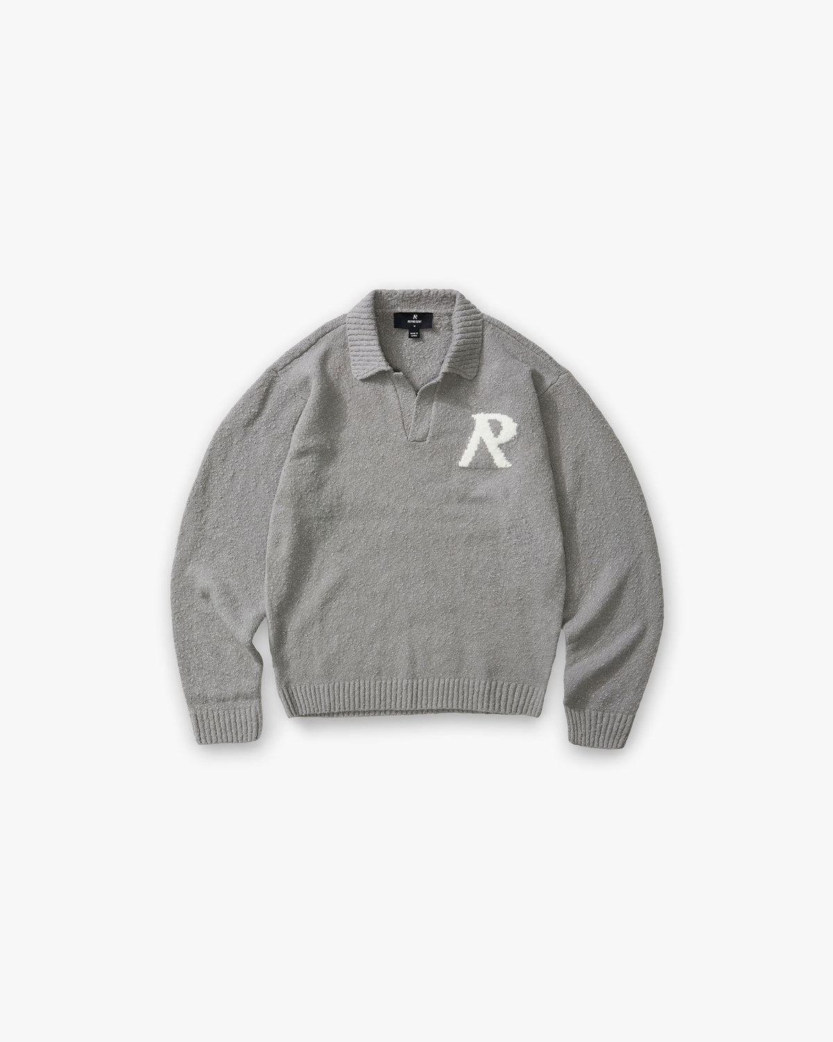 Represent Knitted Boucle Polo Grey