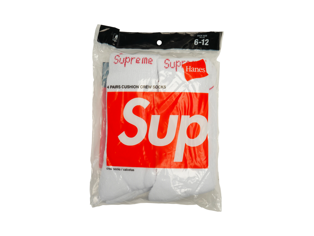Supreme Hanes Crew Socks Crew Socks (4 Pack) White-Supreme-pikastore.cz